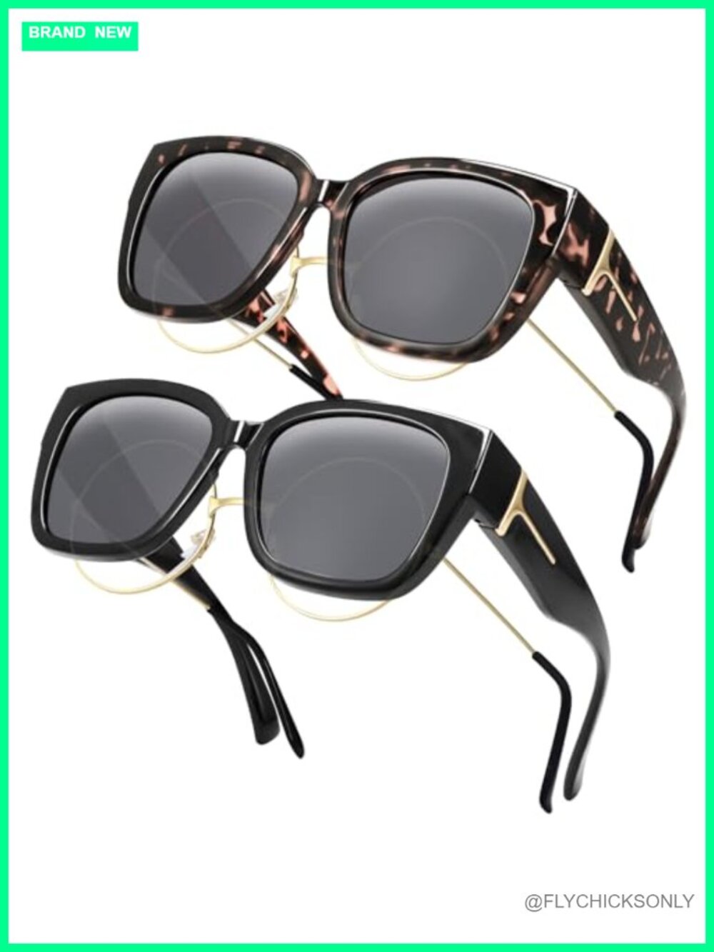 2 Pairs Polarized Fit Over Glasses Sunglasses Women OTG UV400